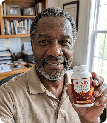 Michael R. holding Honey Vital