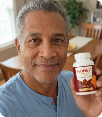 Robert Jenkins holding Honey Vital